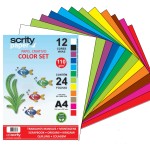 Papel Color Set 12 cores A4 210mmx297mm 110g 1Pct - Scrity