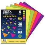 Papel Fluorescente 5 cores Neon A4 210mmx297mm 75g 1Pct - Scrity