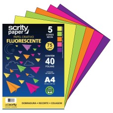 Papel Fluorescente 5 cores Neon A4 210mmx297mm 75g 1Pct - Scrity